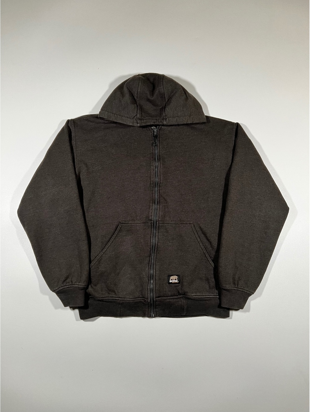 Berne Dark Brown Full Zip Hooded Sweatshirt Men's Workwear Jacket